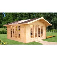 Palmako Irene Holz-Gartenhaus Natur Satteldach Unbehandelt 380 cm x 380 cm – 14.44 qm Palmako Irene Holz-Gartenhaus Natur Satteldach Unbehandelt 380 cm x 380 cm – 14.44 qm