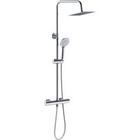 AICA Thermostat Duschset Verchromt Inklusive Quadratischer Regendusche Und Handbrause