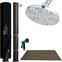 CCLIFE Solardusche Gartendusche 35L mit WPC-Bodenplatte und Handbrause