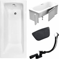 KOLMAN Rechteckbadewanne 130 x 70 cm mit Styroporverkleidung mit Kopfstütze KODI inkl. Ablauf und Füße