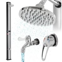 ECD Germany Solardusche 35L 217cm Eckig mit Fußdusche Duschkopf Silber-Schwarz