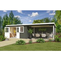 Lasita Gartenhaus Reno 760 cm x 275 cm Grau-Grün – 16.03 qm Lasita Gartenhaus Reno 760 cm x 275 cm Grau-Grün – 16.03 qm