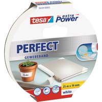Tesa Extra Power Perfect Gewebeband Weiß 25 m x 19 mm Tesa Extra Power Perfect Gewebeband Weiß 25 m x 19 mm