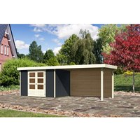 Karibu Gartenhaus Boras 4 Anthrazit 557cm x 217 cm mit Anbaudach und Rückwand – 11.75 qm Karibu Gartenhaus Boras 4 Anthrazit 557cm x 217 cm mit Anbaudach und Rückwand – 11.75 qm