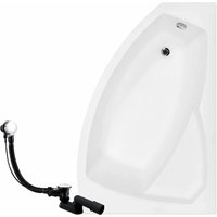 KOLMAN Eckbadewanne 130 x 85 cm Rechts mit Styroporverkleidung inkl. Ablauf und Füße
