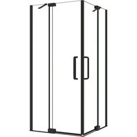 Duschparadies Duschkabine Eckeinstieg 90 x 90 cm Drehtür 8mm Nano Glas Duschtür Duschabtrennung Höhe 195cm Eckdusche Schwarzrahmen