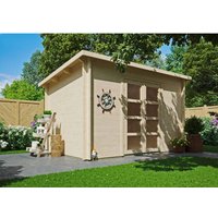 Fjordholz Gartenhaus Modell Max 44 E Dreieckglas-Tür Grau Imprägniert – 6.32 qm Fjordholz Gartenhaus Modell Max 44 E Dreieckglas-Tür Grau Imprägniert – 6.32 qm