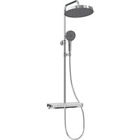 Emke Duschsystem mit Thermostat Chrom Regendusche 3 Wasserstrahlarten Handbrause und Regendusche