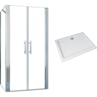 AICA Doppeltür Eckdusche 140x80x195cm Eckig-kabine Duschabtrennung Pendeltür Duschtür 6mm NANO Glas Mit Duschtasse
