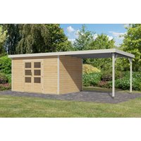 Karibu Gartenhaus Domingo 7 A m. Anbaudach Naturbelassen/Weiß 219 x 360 x 240 cm – 7.88 qm Karibu Gartenhaus Domingo 7 A m. Anbaudach Naturbelassen/Weiß 219 x 360 x 240 cm – 7.88 qm