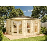 Alpholz 5-Eck Gartenhaus Maja Spitzdach Imprägniert 425 cm x 425 cm – 11.69 qm Alpholz 5-Eck Gartenhaus Maja Spitzdach Imprägniert 425 cm x 425 cm – 11.69 qm
