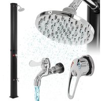 ECD Germany Solardusche 35L 217cm Eckig mit Fußdusche und Regenduschkopf Schwarz