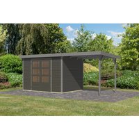Karibu Gartenhaus Ernesto 4 B m. Anbaudach Terragrau/Grau 209 x 298 x 213 cm – 6.23 qm Karibu Gartenhaus Ernesto 4 B m. Anbaudach Terragrau/Grau 209 x 298 x 213 cm – 6.23 qm