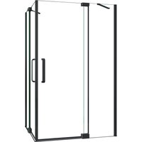 AICA 80x80cm Eckdusche H.195cm Duschkabine Schwarz Eckeinstieg Dusche 8mm NANO ESG Glas Scharniertür Duschtür