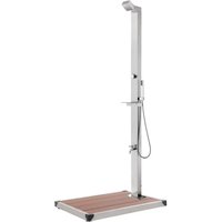 vidaXL Gartendusche mit Brauner Bodenplatte 225 cm Edelstahl 3070777
