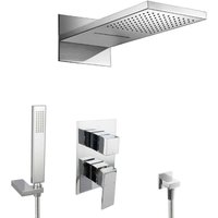 PaulGurkes Regendusche mit Wasserfall Unterputz Duschset Messing Eckig