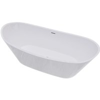 Duschparadies Freistehende Badewanne 150x72cm Schiffsform mit Siphon Acryl Set Acrylbadewanne Acrylwanne