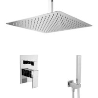 PaulGurkes Unterputz Regendusche Komplett Set eckig Metall 40 cm Duschkopf