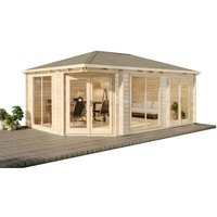 Alpholz 5-Eck Gartenhaus Julia-40 ISO 588 x 400 cm aus Holz 40 mm Naturbelassen – 17.33 qm Alpholz 5-Eck Gartenhaus Julia-40 ISO 588 x 400 cm aus Holz 40 mm Naturbelassen – 17.33 qm
