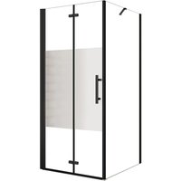 AICA Eckeinstieg Tür x Seitenwand 100x76cm Höhe 195cm Schwarz Teilsatiniert Falttür Eckdusche Duschkabinen Mit 50cm Stabilisator