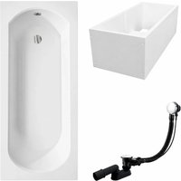 KOLMAN Rechteckbadewanne 150 x 75 cm mit Wannenträger inkl. Ablauf und Füße