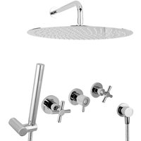 PaulGurkes Tropendusche Duschset Duschsystem unterputz 40 cm Regendusche Messing