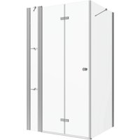 Aquabatos Duschkabine 115 x 80 x 187 cm Eckdusche Duschabtrennung Eckeinstieg mit Seitenwand 5 mm Echtglas Duschwand mit Eckablage Falttür
