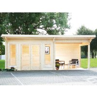 W. Finnhaus Holz-Gartenhaus/Gerätehaus Trondheim 70-B  BxT 640x360 dav. 280 cm Anbau rechts - 17.41 qm W. Finnhaus Holz-Gartenhaus/Gerätehaus Trondheim 70-B  BxT 640x360 dav. 280 cm Anbau rechts - 17.41 qm