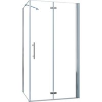 AICA Falttür 76x90cmx185cm Duschkabinen 6mm NANO ESG-Glas Eckdusche Drehtür Duschabtrennung Stabilisator 45cm