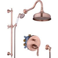 PaulGurkes Kupfer Duschsystem Antik Nostalgie Dusch-Set Unterputz Regendusche