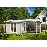 Fjordholz Gartenhaus Modell Ranja 44 Grau Imprägniert – 8.96 qm Fjordholz Gartenhaus Modell Ranja 44 Grau Imprägniert – 8.96 qm