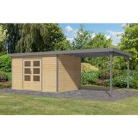 Karibu Gartenhaus Domingo 7 A m. Anbaudach Naturbelassen/Grau 219 x 360 x 240 cm – 7.88 qm Karibu Gartenhaus Domingo 7 A m. Anbaudach Naturbelassen/Grau 219 x 360 x 240 cm – 7.88 qm