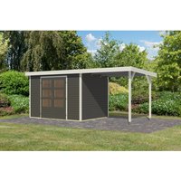 Karibu Gartenhaus Ernesto 4 B m. Anbaudach Terragrau/Weiß 209 x 298 x 213 cm – 6.23 qm Karibu Gartenhaus Ernesto 4 B m. Anbaudach Terragrau/Weiß 209 x 298 x 213 cm – 6.23 qm