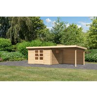 Karibu Gartenhaus Jeebel 4 m. Anbaudach 3,3 m Rückwand Natur – 7.42 qm Karibu Gartenhaus Jeebel 4 m. Anbaudach 3,3 m Rückwand Natur – 7.42 qm