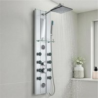 Tectake Aluminium Duschpaneel Regendusche Mit Handbrause 27 x 9 80 x 118 cm Silber