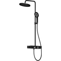 Emke Duschsystem mit Thermostat Schwarz Matt 36x24 cm Regendusche 3 Strahlarten Handbrause