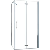 AICA Falttür 90x80x185cm Eckig Duschkabinen Duschtür 6mm NANO ESG-Glas Eckdusche Drehtür