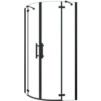 AICA 80x80x195cm Schwarz Runddusche Duschkabine Viertelkreis Duschabtrennung 6mm NANO ESG Sicherheitsglas