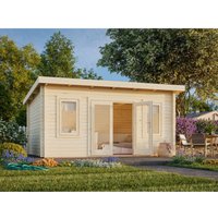 Palmako Lisa Holz-Gartenhaus Grau Pultdach Tauchgrundiert 450 cm x 330 cm – 14.85 qm Palmako Lisa Holz-Gartenhaus Grau Pultdach Tauchgrundiert 450 cm x 330 cm – 14.85 qm