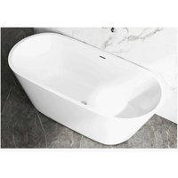 Duschparadies Badewanne Freistehende Acrylbadewanne Acrylwanne Mit Siphon Set 170 x 80 x 58cm Weiß Oval