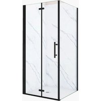 Duschparadies Duschkabinen Eckig 85 x 76 x 195cm Falttür x Seitenwand 6mm Nano Glas Duschtür Drehtür Eckdusche Schwarzrahmen