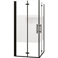 AICA 100x76cm Höhe195cm Schwarz Teilsatiniert Falttür Eckdusche Duschkabinen 6mm Nano-ESG Pendeltür Duschabtrennung Eckeinstieg Dusche