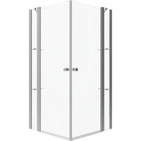 Aquabatos Rechteck Duschkabine Eckduschkabine mit 25 cm Festteilen 100 x 125 x 17 cm Duschabtrennung Rahmenlose Eckdusche Eckeinstieg Duschtür