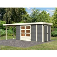 Karibu Gartenhaus Set Retola 5 Terragrau mit Anbaudach 240 cm Breit 6,35 m² – 6.37 qm Karibu Gartenhaus Set Retola 5 Terragrau mit Anbaudach 240 cm Breit 6,35 m² – 6.37 qm