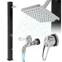 ML-Design Solardusche 40L 217cm Eckig mit Fußdusche und Regenduschkopf Schwarz