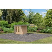 Karibu Gartenhaus Ernesto A m. Anbaudach Natur/Grau 208,5 x 209 x 213 cm – 4.36 qm Karibu Gartenhaus Ernesto A m. Anbaudach Natur/Grau 208,5 x 209 x 213 cm – 4.36 qm