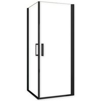 AICA Eckeinstieg 100x100 Höhe200cm Schwarz Duschkabine 8mm NANO ESG-Glas Schwingtür Drehtür Eckdusche Duschabtrennung