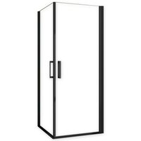 AICA Eckeinstieg 90x90 Höhe200cm Schwarz Duschkabine 8mm NANO ESG-Glas Schwingtür Drehtür Eckdusche Duschabtrennung