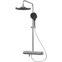 Emke Duschsystem mit Thermostat Chrom mit LED Beleuchtung Duschsystem Regendusche