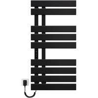 Emke Elektrischer Handtuchhalter 100×50cm Schwarz Flachbadheizkörper 350W LED Display WiFi APP Steuerung Timer